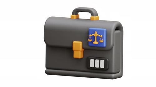 3D Animation Lawyer Briefcase With Justice Scale