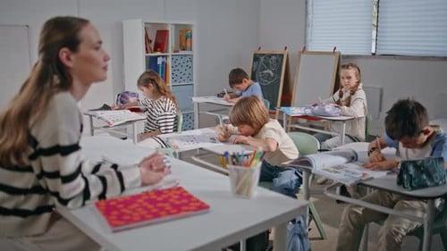 Young Students Working Silently in Classroom