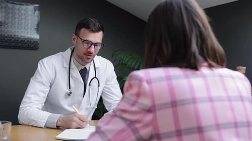 Medical Care for Patients Woman Talks to Doctor in Hospital Spbi