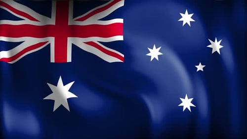 Waving Australian Flag Animation with Realistic Fabric Motion