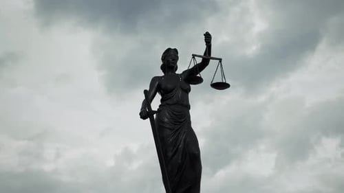 Art Of Lady Justice Statue In Cloudy Rainy Day 3