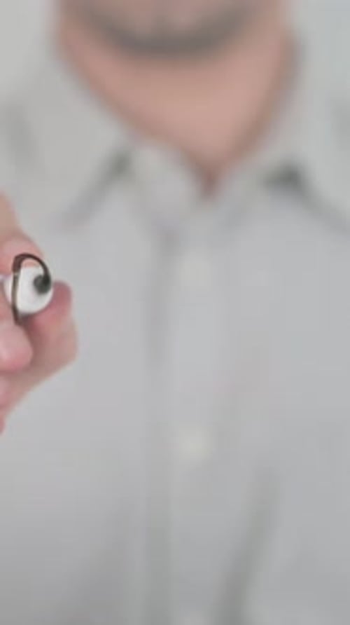 Man Writes "Payment" on Glass in Close Up