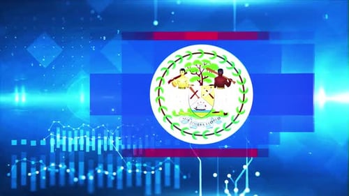 Belize Flag On Economy Background And Graph