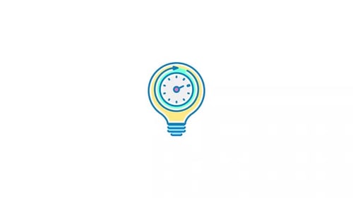 Animated Lightbulb Icon with Clock and Arrow Motion