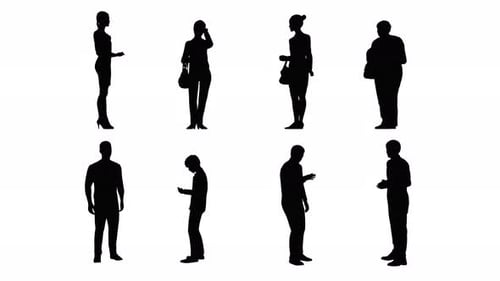 Alpha channel black body shape graphics,people standing