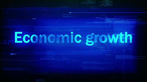 Futuristic Economic Growth Text Animation with Digital Code Background