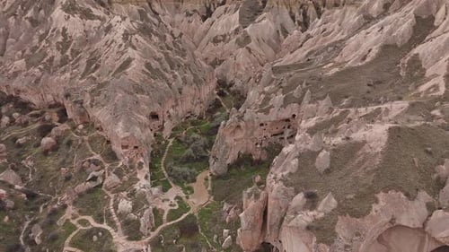 Cappadocia Rock Formations with Road and Red Car