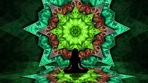 Abstract Meditating Silhouette with Shifting Mandala Pattern