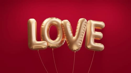 Animated Gold Love Balloons for Romantic Celebrations