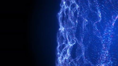 Flowing Digital Circle Particle. Blockchain Technology Concept.