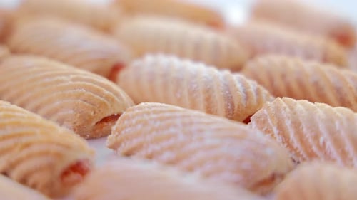 Cookies with Jam Filling Top View Homemade Cookies Rotate on a White Background Sweets and Pastries