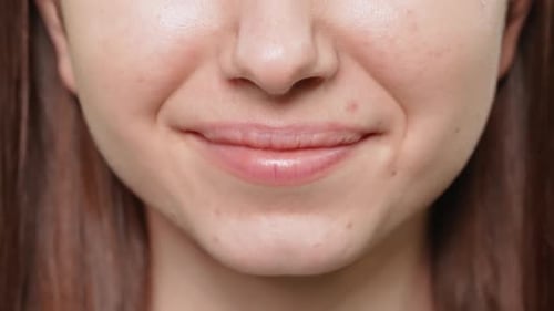 Close Up Lady's Lips Smiling
