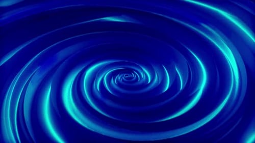 Blaue, wirbelnde konzentrische Kreise mit einem leuchtenden Zentrum. 3D-Spiralhintergrund