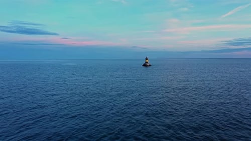 Aerial view to a lighthouse on the cliff near to Pomorie, Burgas, Bulgaria
