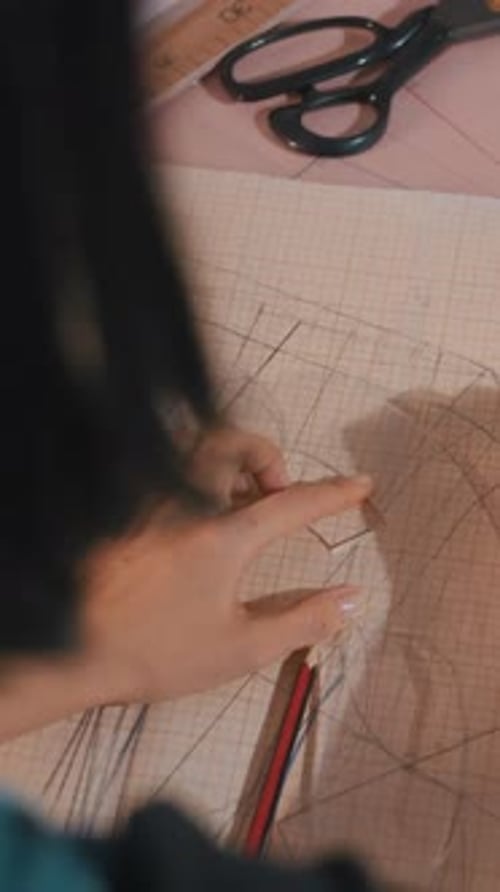 Woman Creating a Pattern in Studio