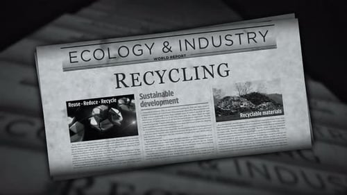 Ecology and Industry Recycling World Report Newspaper Animation