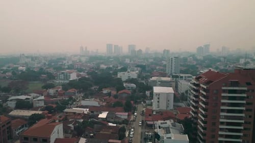 Smog in the City: Aerial View of Urban Landscape