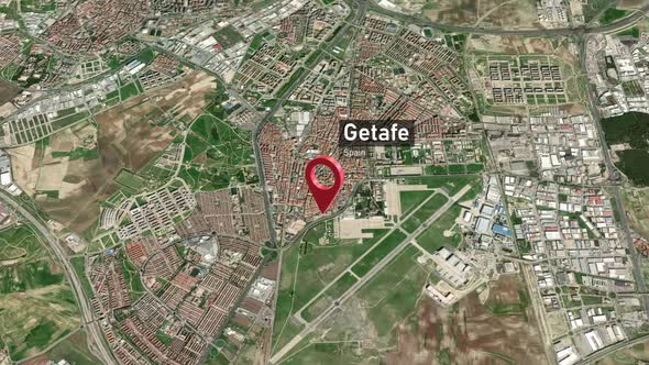 Getafe City Map Zoom (Spain) from Space to Earth, Backgrounds Motion ...