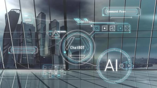 Hologram Of Artificial Intelligence On The Background Of The Office
