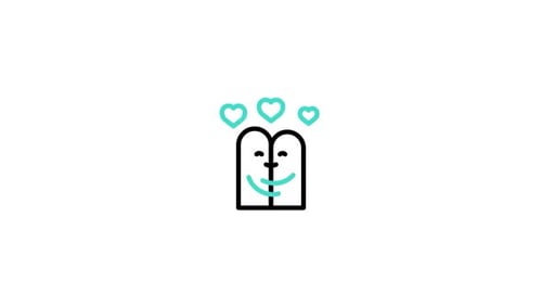 Animated Flat Design Icon of Smiling Face with Hearts