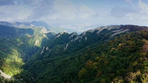 Scenic Mountains in Autumn Aerial View