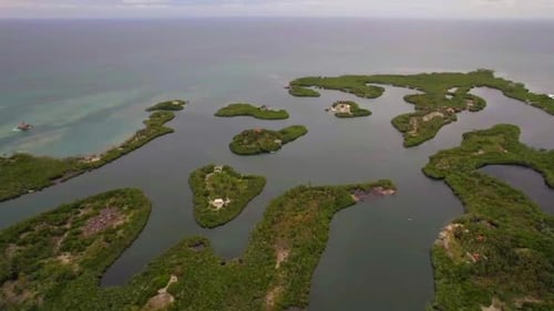 Set of Rosario islands in the Caribbean Sea of Colombia. Aerial view
