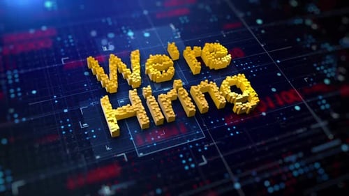 Voxel 'We're Hiring' Text on Digital Technology Background