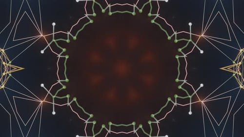 Abstract Glowing Geometric Kaleidoscope Pattern Background Animation