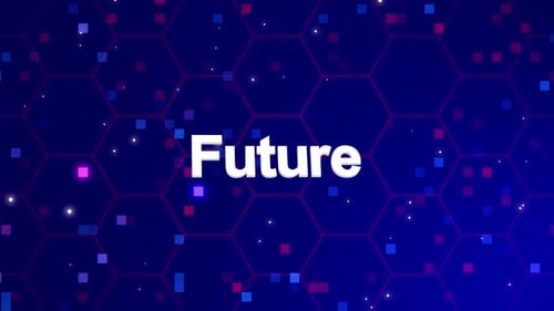 Animated Futuristic Hexagon Grid with Digital Glowing Particles