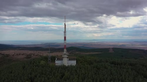 Aerial view to a tv tower