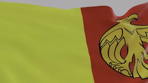 Waving Flag with Stylized Golden Eagle Emblem