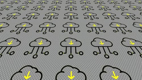 Flat Design Cloud Network Data Download Seamless Loop Animation