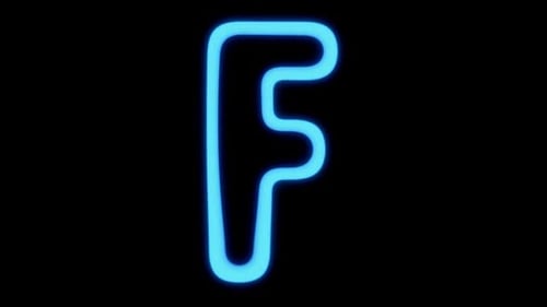 Blue Neon Letter F Reveal Animation