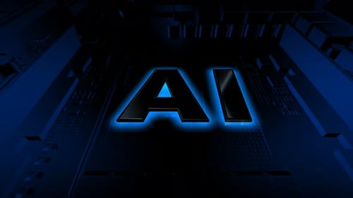 Animation with an Artificial Intelligence Board, Innovation Design, Blue Lights, Technology