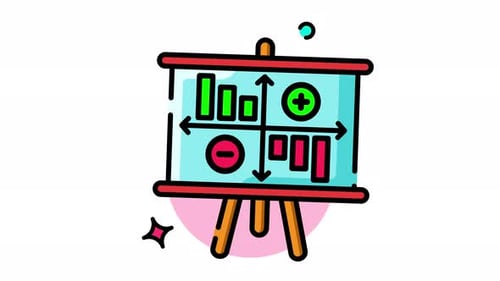 Animated Flat Design Presentation Board with Data Chart Icon