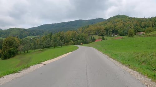 Driving on country road. FPV