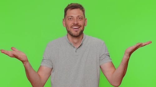 Excited Amazed Worried Man Looking Shocked Surprised Wow Showing Hands Brain Head Explosion Gesture