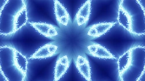 Abstract Glowing Blue Kaleidoscope Particle Background Loop