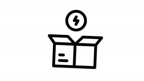 Animated Delivery Box Icon with Fast Service Lightning Bolt