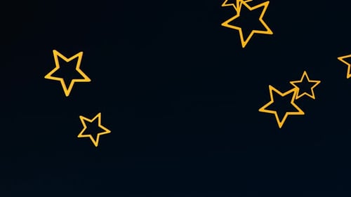 Animación perfecta de estrellas amarillas que se mueven lentamente sobre fondo negro