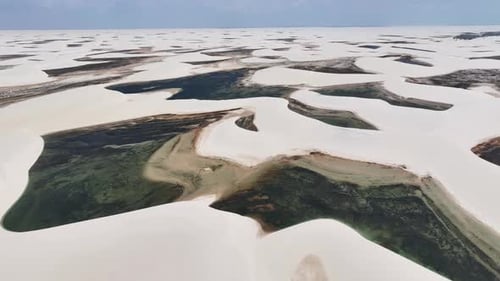 Aerial view of Parque Nacional dos Lencois Maranhenses, Maranhao, Brazil.
