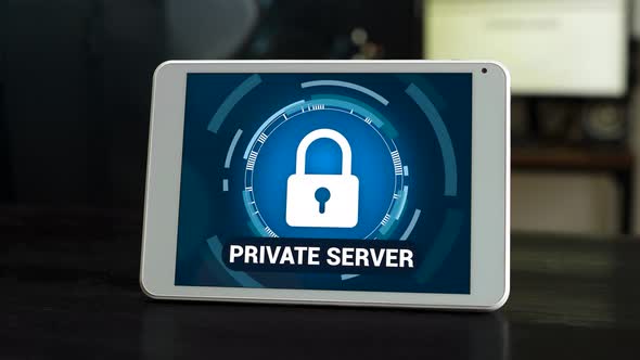 Online private server with restricted access concept. Secure server ...