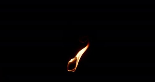Isolated Flame Burning on Black Background