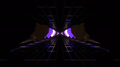 Purple And Yellow Slow Strobe Neon Hearts Tunnel Background Vj Loop In 4K