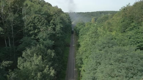 Vista aérea del tren de vapor
