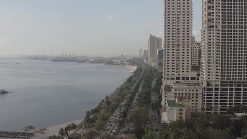 Aerial Shot Manila Bay Roxas Blvd Manila City Philippines