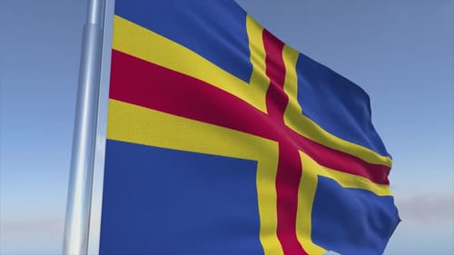 Realistic Waving Flag Animation with Blue Sky