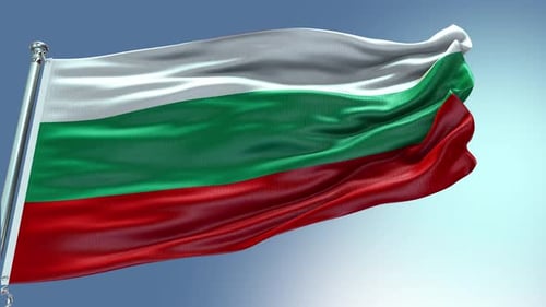 Realistic Waving Flag of Bulgaria on a Pole