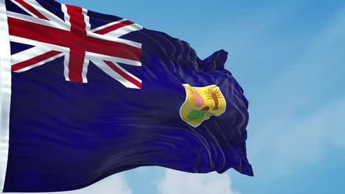 Turks and Caicos Islands Flag Waving in Realistic Detail