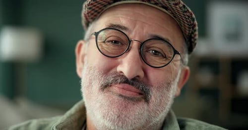 Retirement, portrait and face of senior man in nursing home with glasses